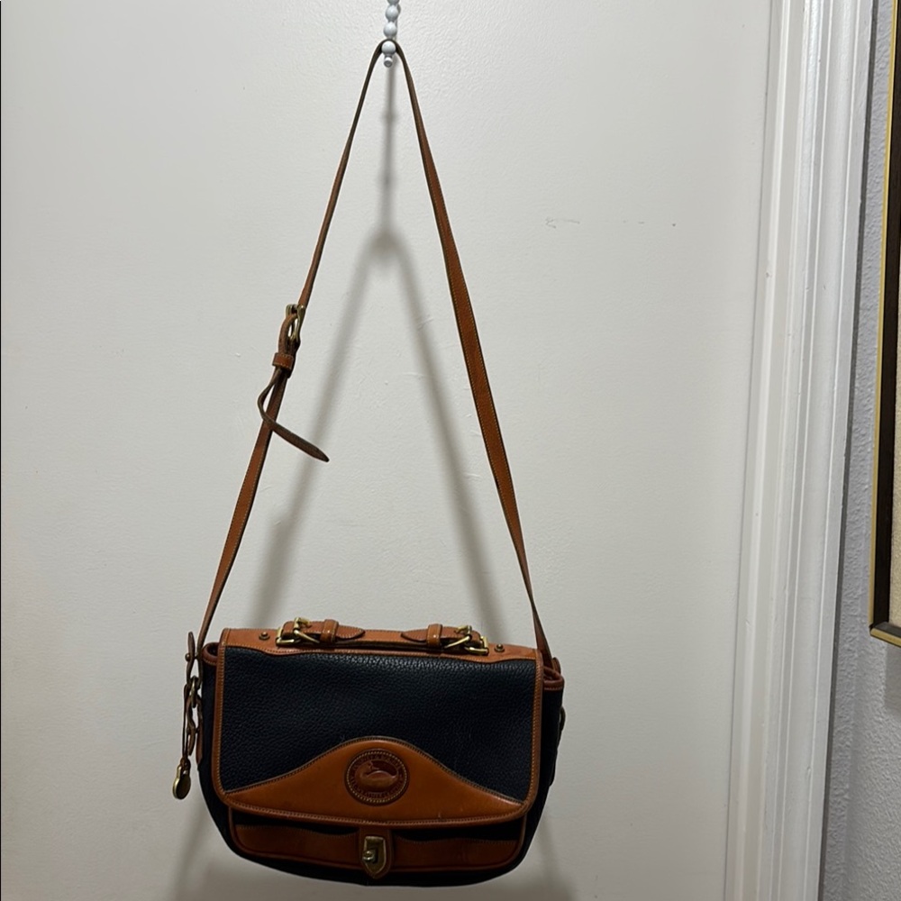 Vintage Dooney & Bourke Blue and Brown Crossbody Bags with Leather Finish